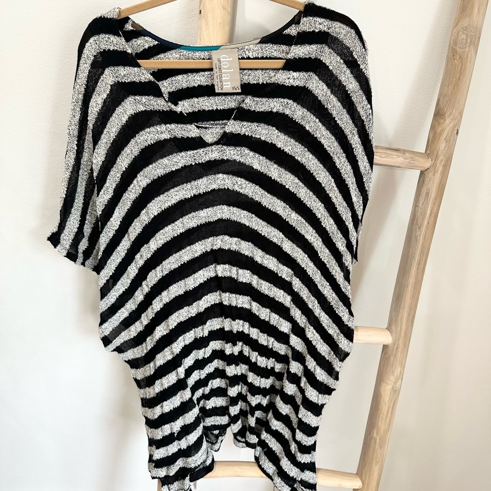 Anthropologie dolan Black and White Striped V-Neck Tunic